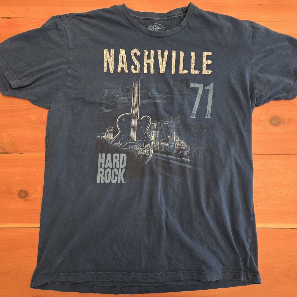 Hard Rock Cafe Nashville Men's Blue Graphic T-Shirt